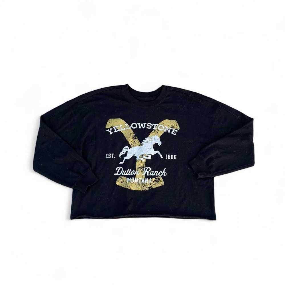 Black Yellowstone Dutton Ranch Cropped Sweatshirt - image 1